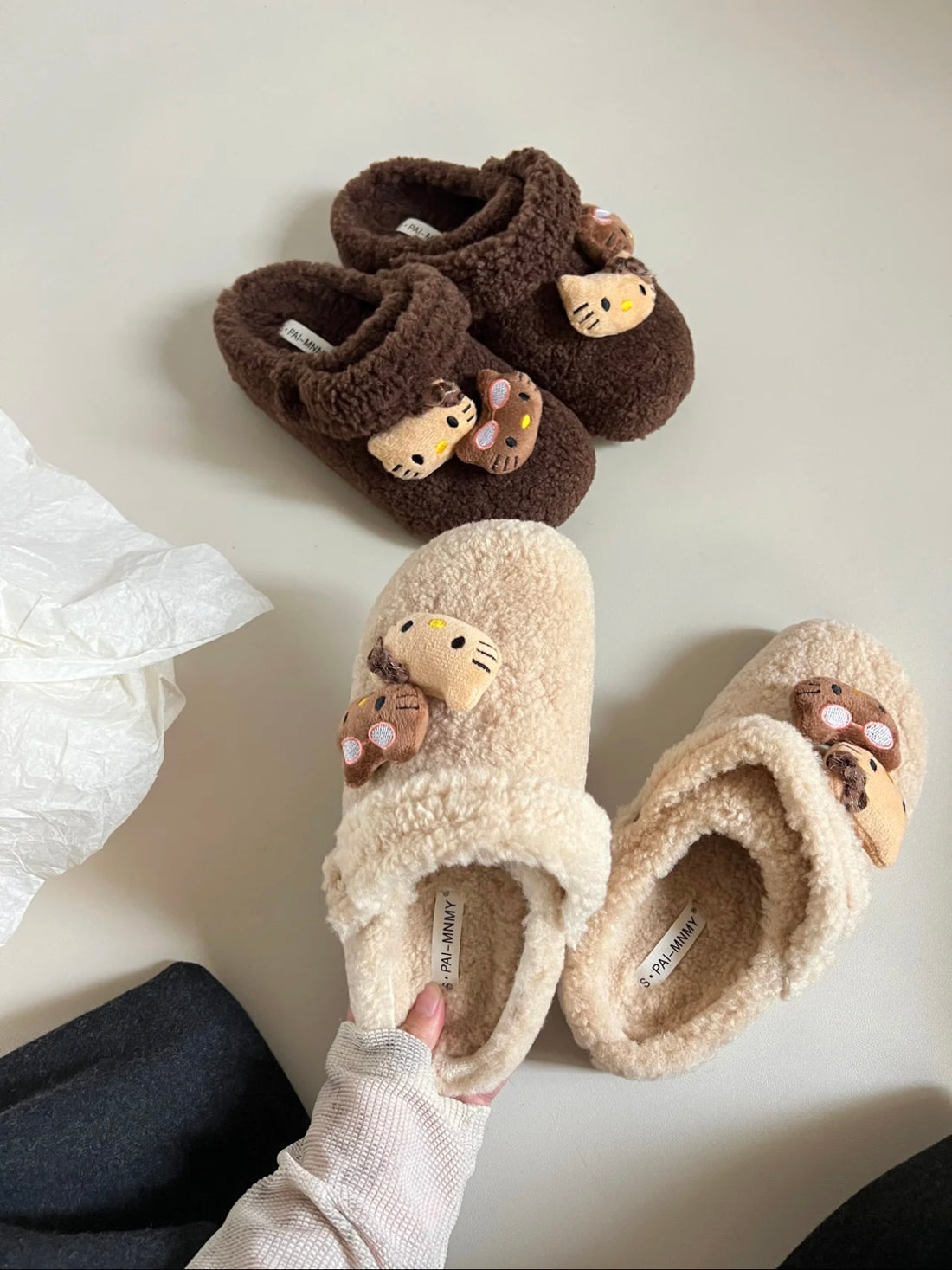 Crocs en laine HELLO KITTYS beige