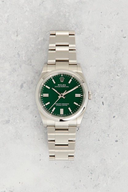 Rolex Oyster perpetual green 34 mn