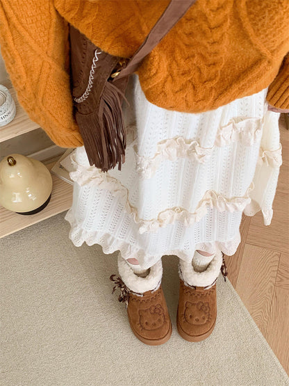 Chaussure en laine HELLO KITTYS haute beige