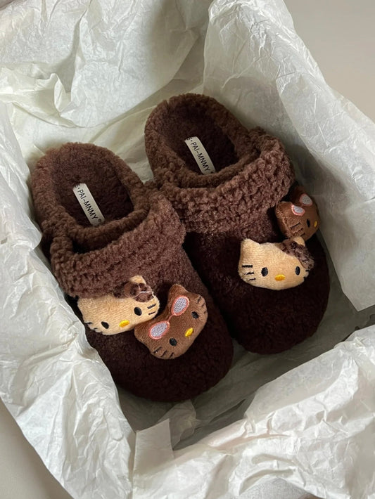 Crocs en laine HELLO KITTYS marrons