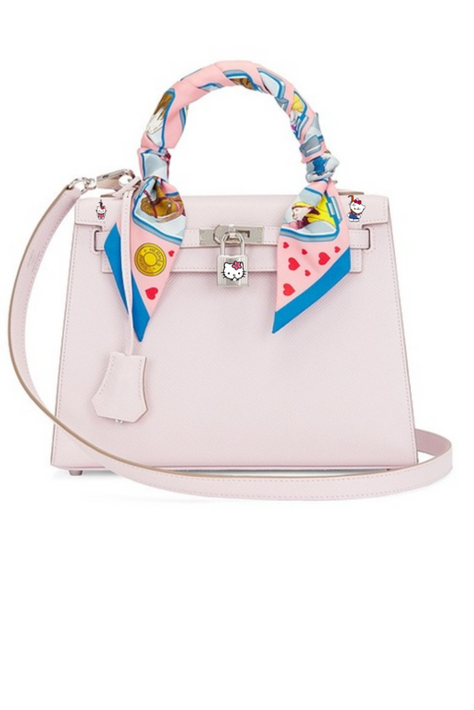 Sac a main mini Birkin rose clair custom Hello Kitty