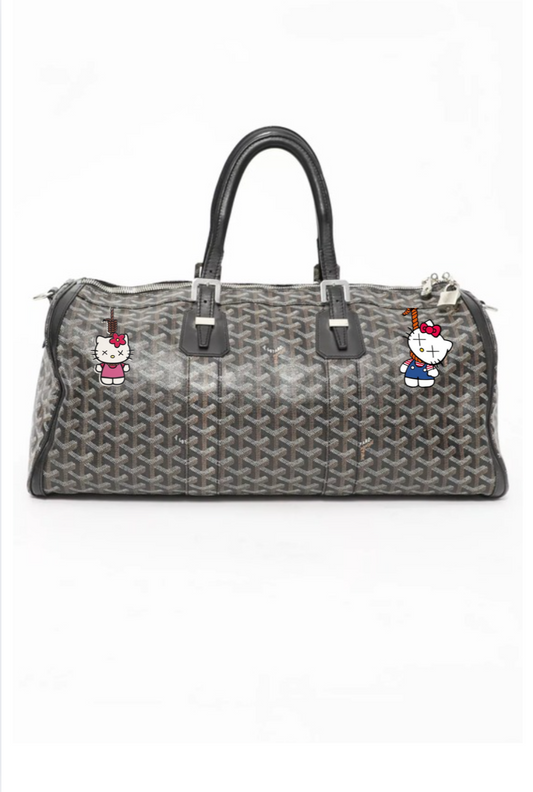 Sac de voyage Goyard noir custom Hello Kitty